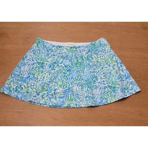 Lilly Pulitzer Aila Skort Dandy Lions Hydra Blue UPF 50+ Luxletic Size Large - Picture 2 of 13